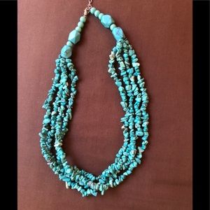 EUC. New Mexico four strand turquoise bead necklace.